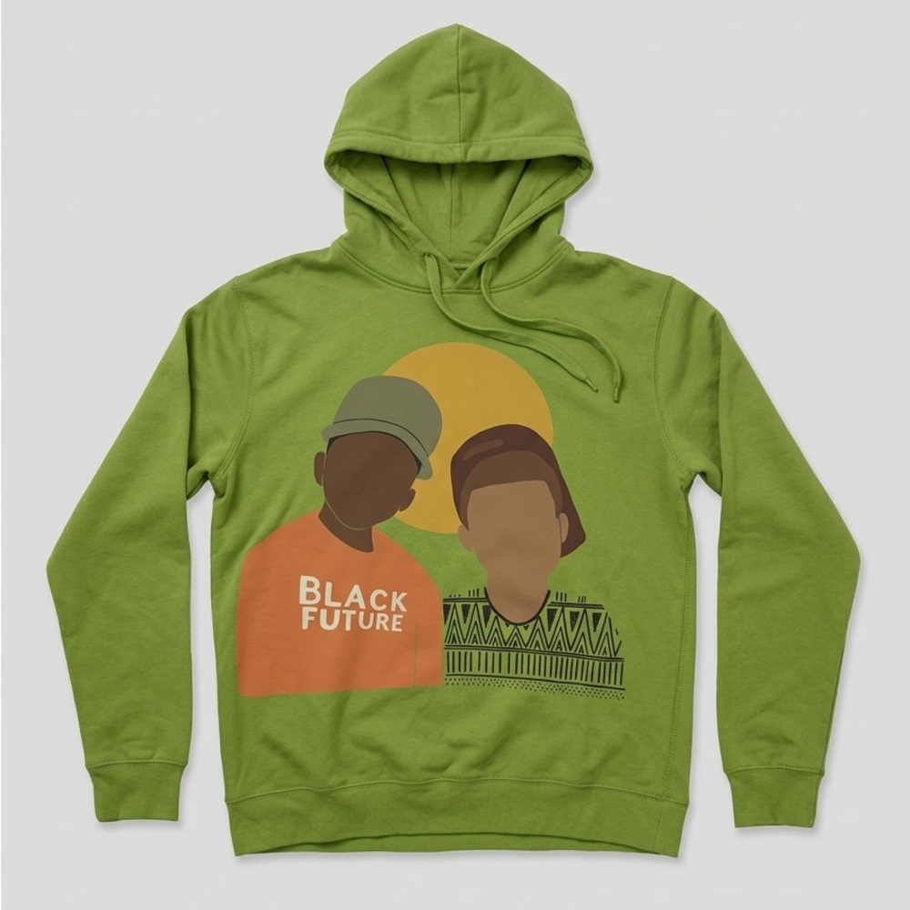 Target Green 'Black Future' Graphic Hoodie with Orange Accent